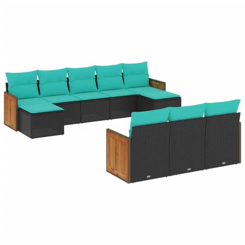 Vidaxl Salon De Jardin 10 Pcs Avec Coussins Noir Résine Tressée