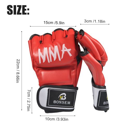 Gants De Boxe Demi-Mitaines, Sac De Frappe, Gants En Cuir, Gants De Kickboxing