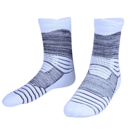 1 Paire De Chaussettes De Sport Elastiques Respirantes A Rayures En Coton Pour Hommes (Blanches)