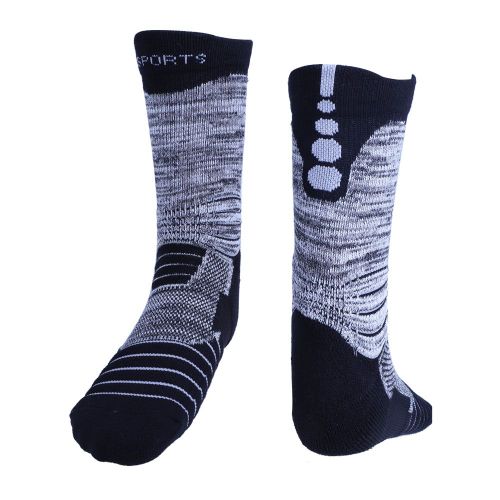 1 Paire De Chaussettes De Sport Elastiques Respirantes A Rayures En Coton Pour Hommes (Gris)