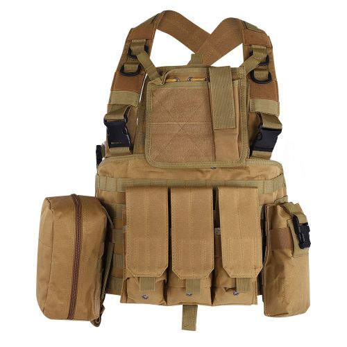 Gilet Tactique Multifonction En Nylon Pour Entrainement Militaire En Plein Air, Chasse, Combat, Jeux, Tan