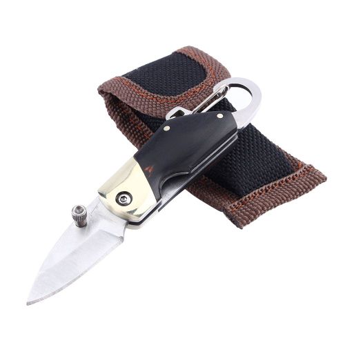 Mini Couteau Pliant De Poche Avec Manche En Bois, Pour La Chasse, Le Camping, Les Outils Et Le Fourreau