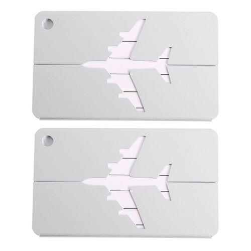 Lot De 2 Etiquettes De Bagage Tendance En Aluminium Pour Valise, Porte-Nom Et Adresse (Argent)