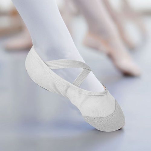 1 Paire De Chaussons De Danse Confortables Et Respirants En Toile Pour Enfants Et Filles (Blanc, Pointure 28)