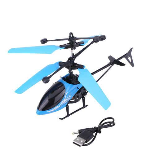 Helicoptere a induction manuel rechargeable a 2 canaux, modele reduit d'avion (bleu)