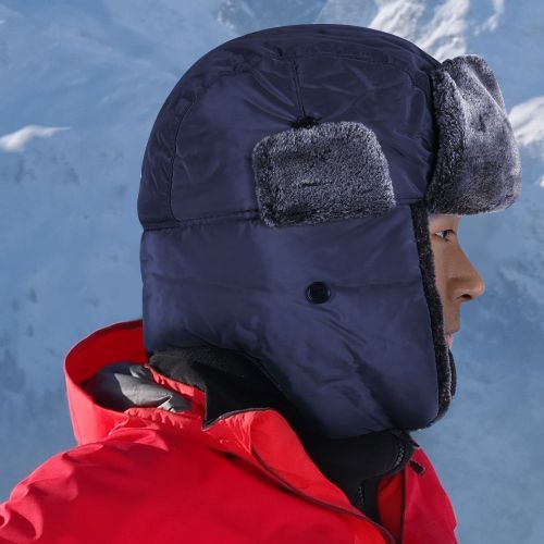 Bonnet De Ski Et De Neige Pour Homme Et Femme, Chaud, Avec Cache-Oreilles, Bleu Marine