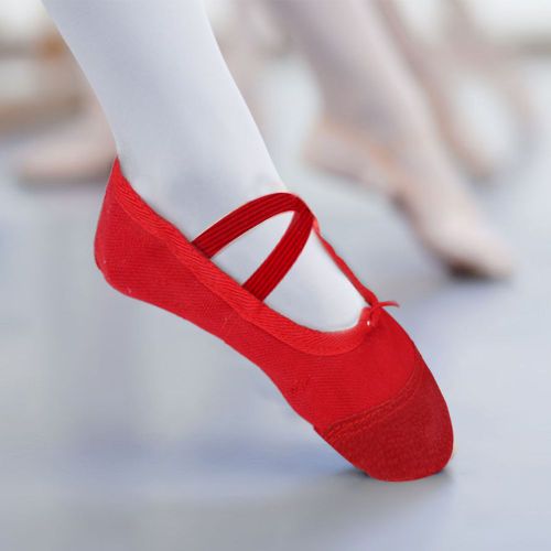 1 Paire De Chaussons De Danse Confortables Et Respirants En Toile Pour Enfants Et Filles (Rouge 30)