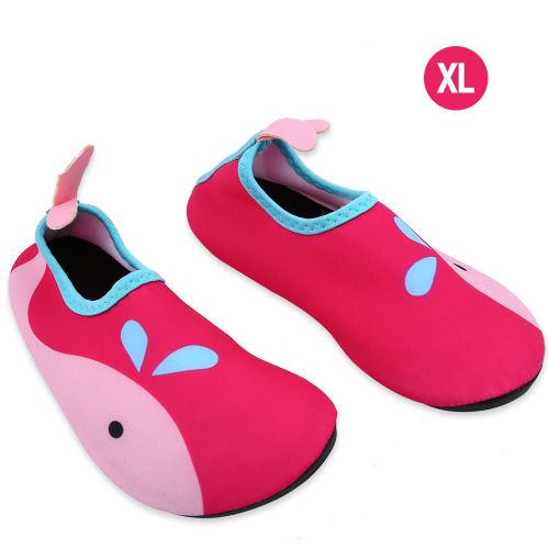 Palmes De Natation Pour Enfants, Chaussettes Antiderapantes, Bottes De Plongee Avec Tuba, Chaussures De Bord De Mer Antiderapantes (Rose Xl)