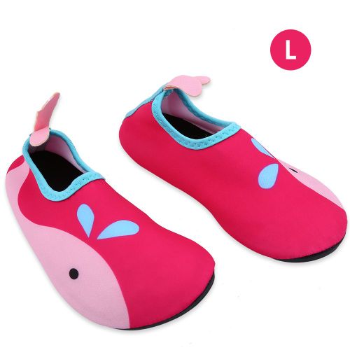 Palmes De Natation Pour Enfants, Chaussettes Antiderapantes, Bottes De Plongee Avec Tuba, Chaussures De Bord De Mer Antiderapantes (Rose L)