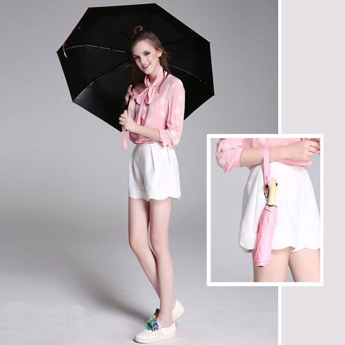 Joli Parapluie Pliable Et Resistant, Avec Poignee En Bois En Forme De Tete De Canard (Rose)