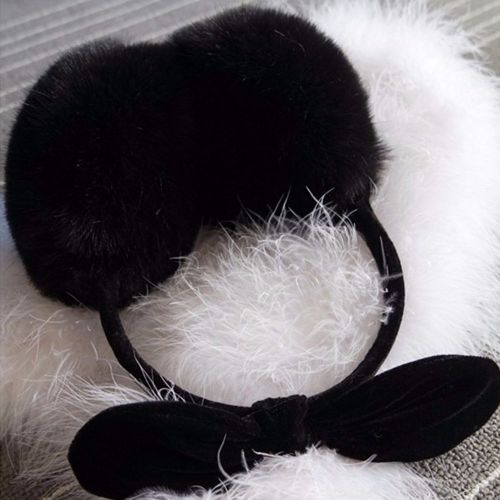 Cache-Oreilles Mignon Et Moelleux En Forme De Noud Papillon Pour L'hiver, Taille Unique (Noir)