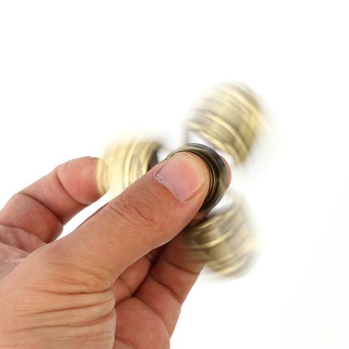 1 toupie a doigts tendance avec billes en acier et roulement a billes, jouet anti-stress EDC (bronze)
