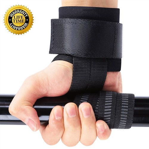 Sangles de levage avec barre d'halterophilie antiderapante rembourree en neoprene, une paire