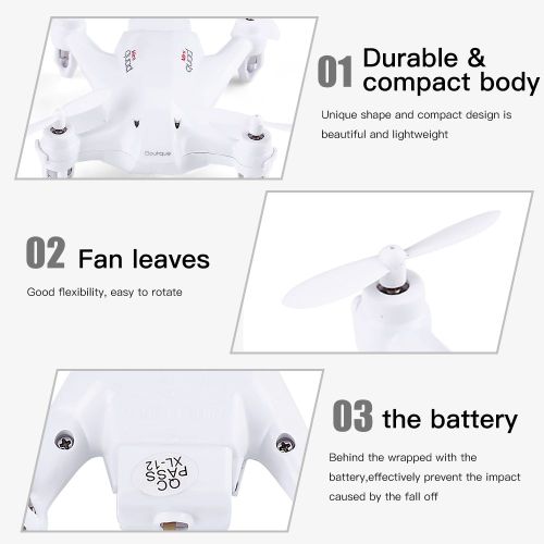 Mini Drone Telecommande Quadricoptere 2 Couleurs 2,4 Ghz, Helicoptere Telecommande (Blanc)-Qhfen