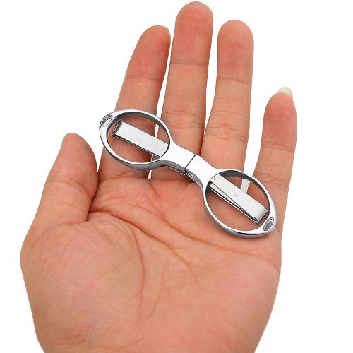 Mini Porte-Cles Pliable En Acier Inoxydable, Ciseaux Pour La Peche, Les Voyages, Sac En Plastique Argente