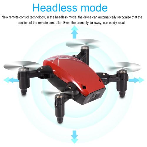 Drone Rc Pliable, Telecommande, Helicoptere Quadricoptere A Retour A Une Touche (Rouge)