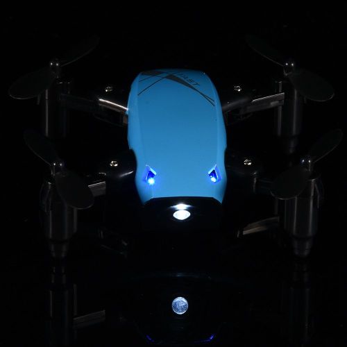 Drone Rc Pliable, Telecommande, Helicoptere Quadricoptere A Retour A Une Touche (Bleu)