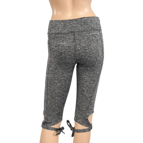 Leggings Courts De Yoga Moulant A Nouer Pour Femme (Gris Xl)