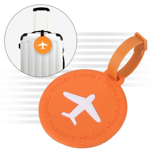 Etiquettes de bagages de voyage en PVC, accessoires d'identification pour valises (rond orange)