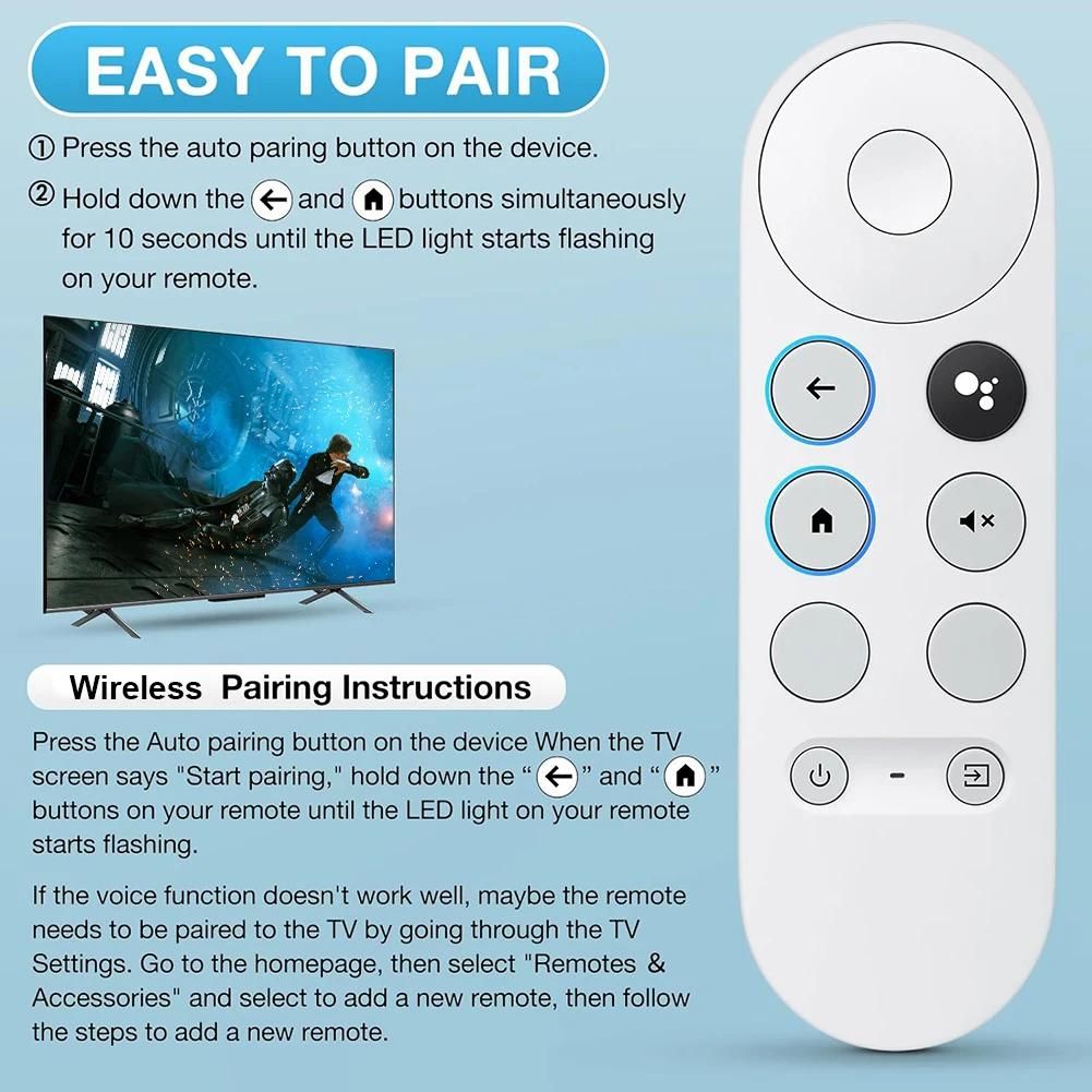 G9N9N Smart TV tlcommande Bluetooth-Compatible dcodeur vocal tlcommande pour Google TV Chromecast 4K neige- image 5 | Rakuten