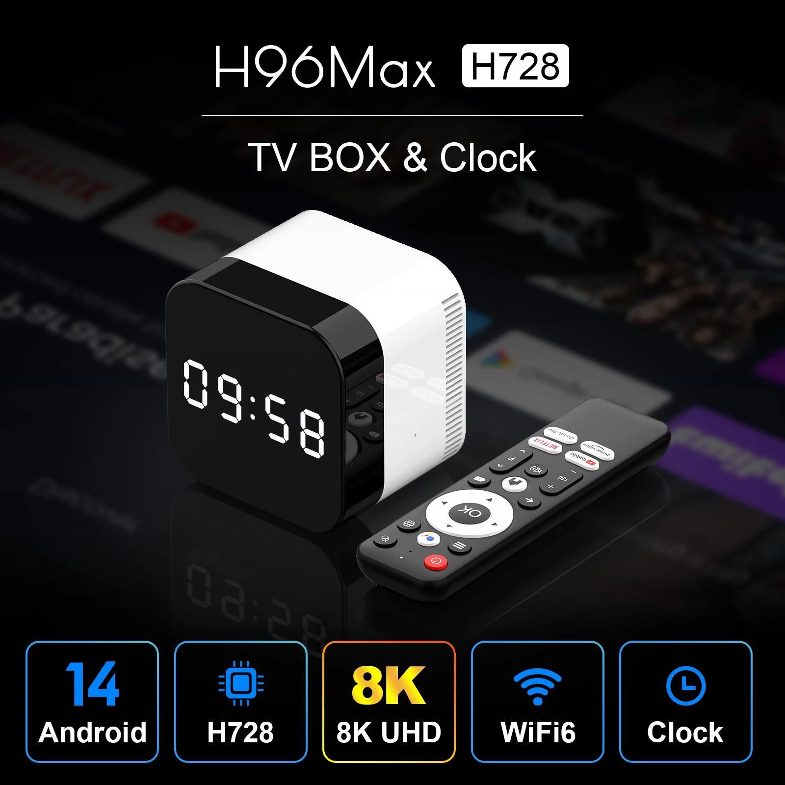 H96 Max H728 Smart TV Box, Allwinner Octa Core 8K Ultra HD, Android 14, dcodeur de lecteur multimdia, Ethernet 1000M, WiFi 6-Ue Plug image 1 | Rakuten