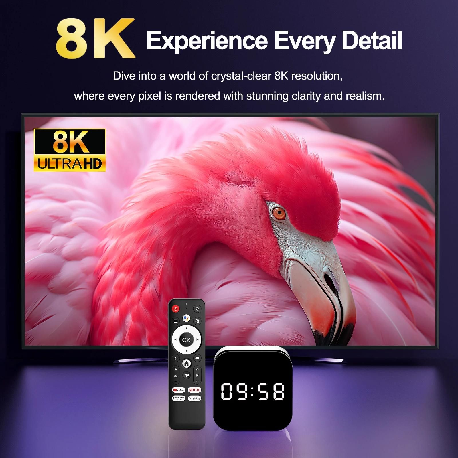 H96 Max H728 Smart TV Box, Allwinner Octa Core 8K Ultra HD, Android 14, dcodeur de lecteur multimdia, Ethernet 1000M, WiFi 6-Ue Plug image 4 | Rakuten