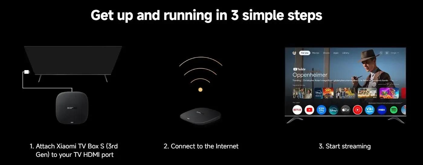 Xiaomi-Smart TV Box S 3rd Gen, Android TV Box, 4K, UHD, WiFi 6, 32 Go, Dean, Dolby Vision HDR10 +, Google Assistant, BTstimulations, Nouveau-Ue Plug image 12 | Rakuten
