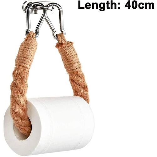 Porte-papier toilette en corde de jute, porte-serviettes mural industriel avec crochet en métal pour salle de bain, rideau de douche ou serviette