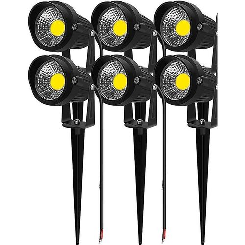 Lot De 6 Spots Led De Jardin, Blanc Chaud, Ip65, Éclairage D'extérieur, 5 W, Pour Pelouse, Jardin, Extérieur - Blanc Chaud