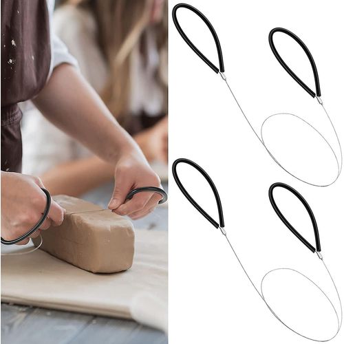 Lot De 2 Coupe-Argile Avec Fil, Outils De Coupe De Poterie Avec Manche En Caoutchouc Noir Pour Tour De Potier Et Fabrication De Céramique.