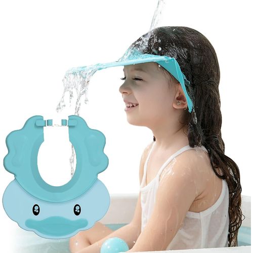 Bonnet De Douche Bleu Pour Bébé, Bonnet De Bain À Visière Réglable, Bonnet De Protection Pour Shampoing, Visière De Bain Pour Bébé, Protège Les Yeux Et Les Oreilles Des Enfants, Joli Bonnet De Douche 