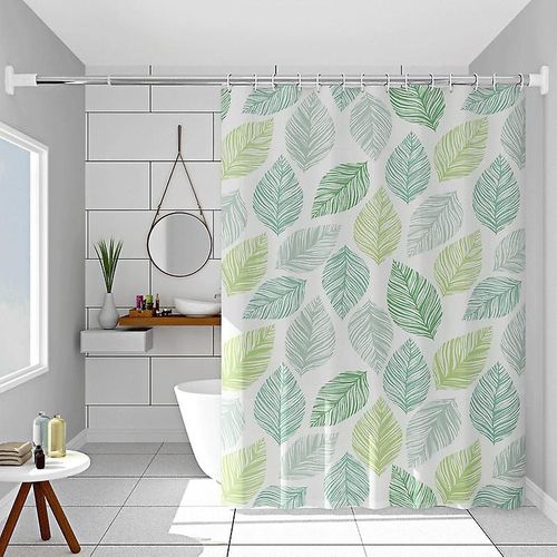 Rideau de douche de salle de bain, rideaux de douche imprimés de feuilles tropicales 3D, rideaux de douche lavables et résistants à la moisissure, doublure imperméable