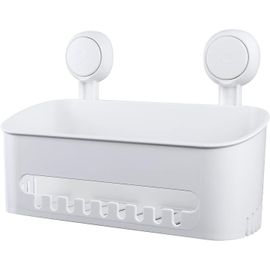 Étagère de douche murale à ventouse, sans perçage, autocollante, réutilisable, en plastique, pour salle de bain et cuisine