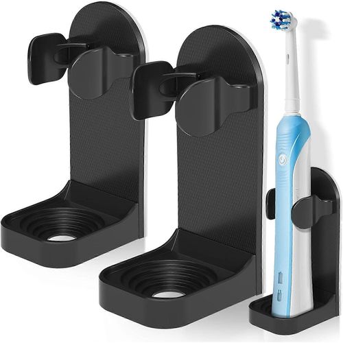 Support de brosse à dents électrique, lot de 2 supports de brosse à dents électrique, support mural pour brosse à dents électrique, adhésif puissant, réglable, organisateur de brosse à dents de salle de bain