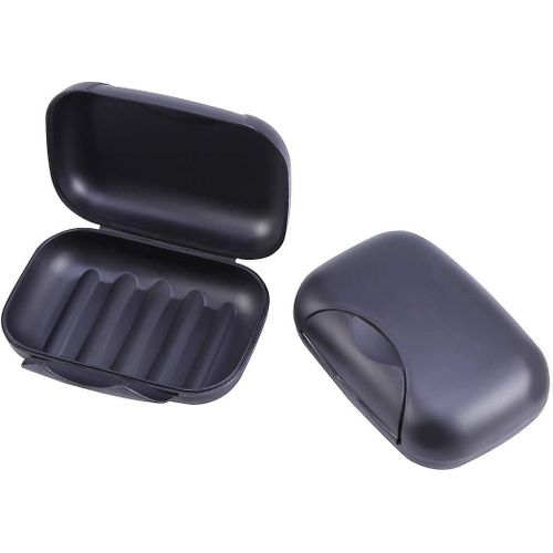 Lot de 2 porte-savons de voyage en plastique noir