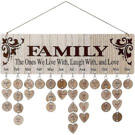 Calendrier Familial En Bois, Calendrier D'anniversaire À Suspendre, Rappel De Dates, Décorations D'anniversaire Faites Main