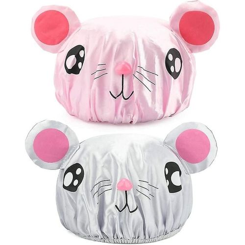 Lot De 2 Bonnets De Douche Réutilisables Et Imperméables, Motif Rat, Pour Garçons Et Filles 