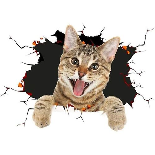Autocollant De Voiture 3d Motif Chat Mignon, Motif Dessin Animé, Décoration De Voiture Amusante Avec Grincement