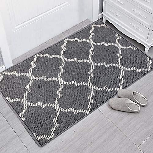 Paillasson D'intérieur Antidérapant 50 X 80 Cm, Tapis D'entrée Doux, Lavable En Machine, Absorbant Et Résistant, Ultra Résistant, Gris