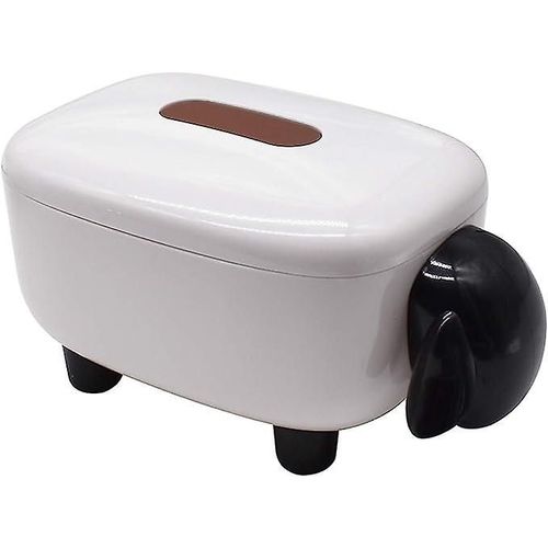 Boîte à mouchoirs en papier, 1 pièce, distributeur de serviettes en papier en forme de mouton, rainure supérieure, pour voiture, maison, salle de bain (noir)