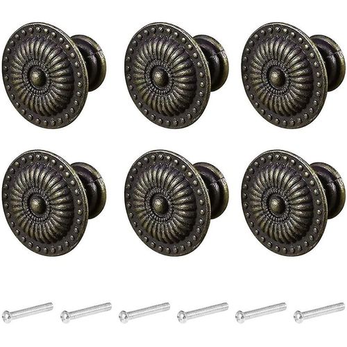 Lot de 6 boutons de meuble vintage en bronze pour tiroirs, commodes et cuisines