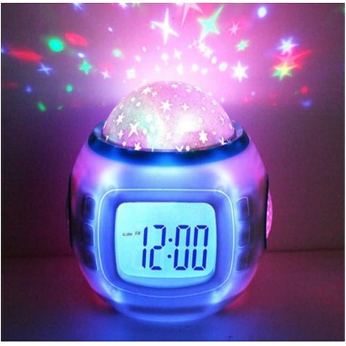 Réveil pour enfants, garçons et filles, avec projecteur d'étoiles musical, veilleuse LED, cadeau de Noël ou d'anniversaire pour enfants de 3 à 10 ans
