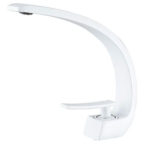 Robinet de lavabo de salle de bain moderne, mitigeur monotrou blanc, installation de robinet en laiton massif, mitigeur de salle de bain incurvé