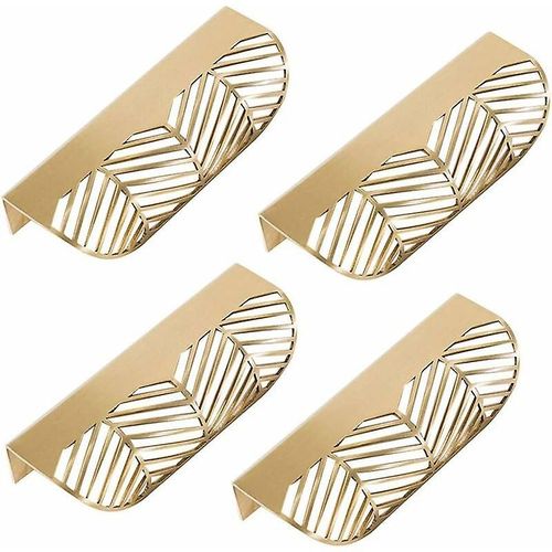 Lot de 4 boutons de tiroir en laiton en forme de feuille, bouton de porte de meuble, bouton de porte d'armoire