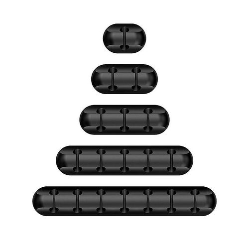 Lot de 5 serre-câbles pour organiseur de bureau, serre-câbles adhésifs en silicone, rangement pour chargeur/ordinateur/souris/écouteurs/téléphone Wi-Fi