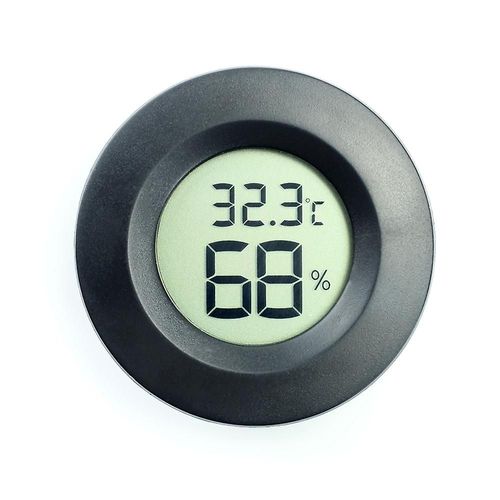 Thermomètre numérique LCD avec hygromètre extérieur pour humidificateurs et déshumidificateurs intérieurs/extérieurs, serres, sous-sols, chambres de bébé, rond et noir