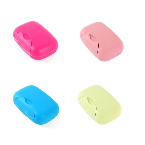 Lot de 4 boîtes à savon portables, étanches et anti-fuites, avec couvercle, pour la maison et le camping, vert, bleu, rose, rouge, 11,5 x 7,5 x 4 cm