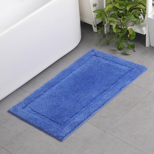 Tapis De Bain Antidérapant, Doux En Microfibre, Absorbant, Lavable En Machine, 50 X 80 Cm, Bleu