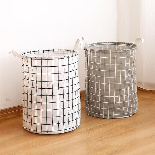 paniers à linge pliables, auto-extensibles, imperméables, ronds, en coton et en lin