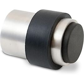 Butée de porte en acier inoxydable - Butée de porte murale en caoutchouc avec matériel de montage pour mur et sol - Bloc porte mur et sol - Butée de porte Ø 3,5 cm,